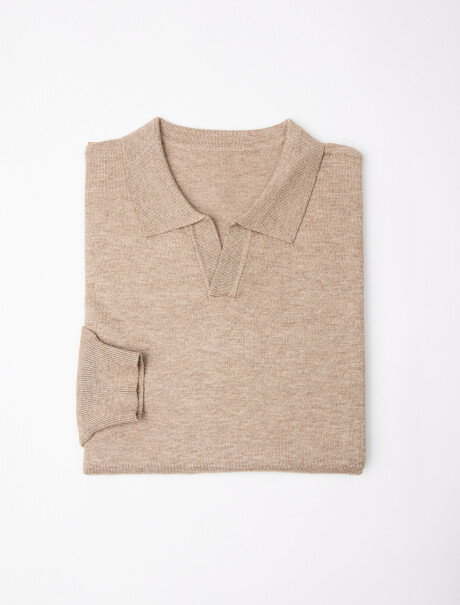 Buzo tejido cuello polo Axel beige