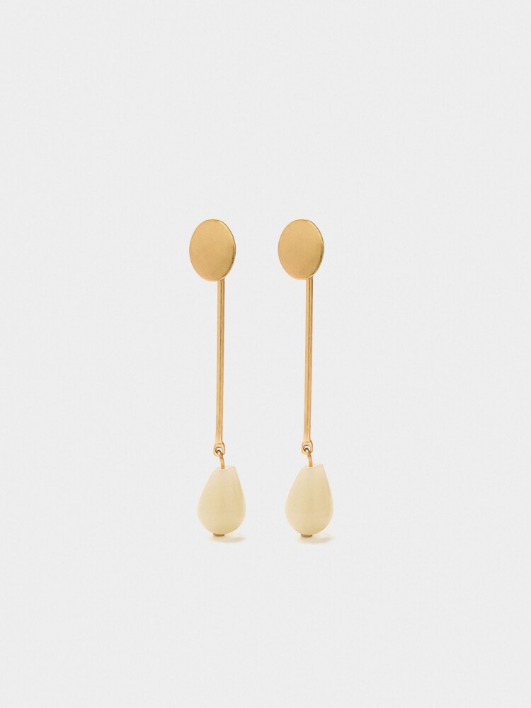 Pendientes Largos Con Gota beige