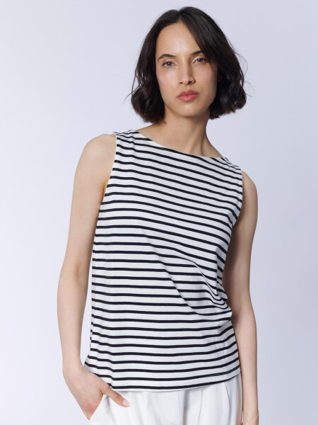 Musculosa Rayada Blanca Con Negro