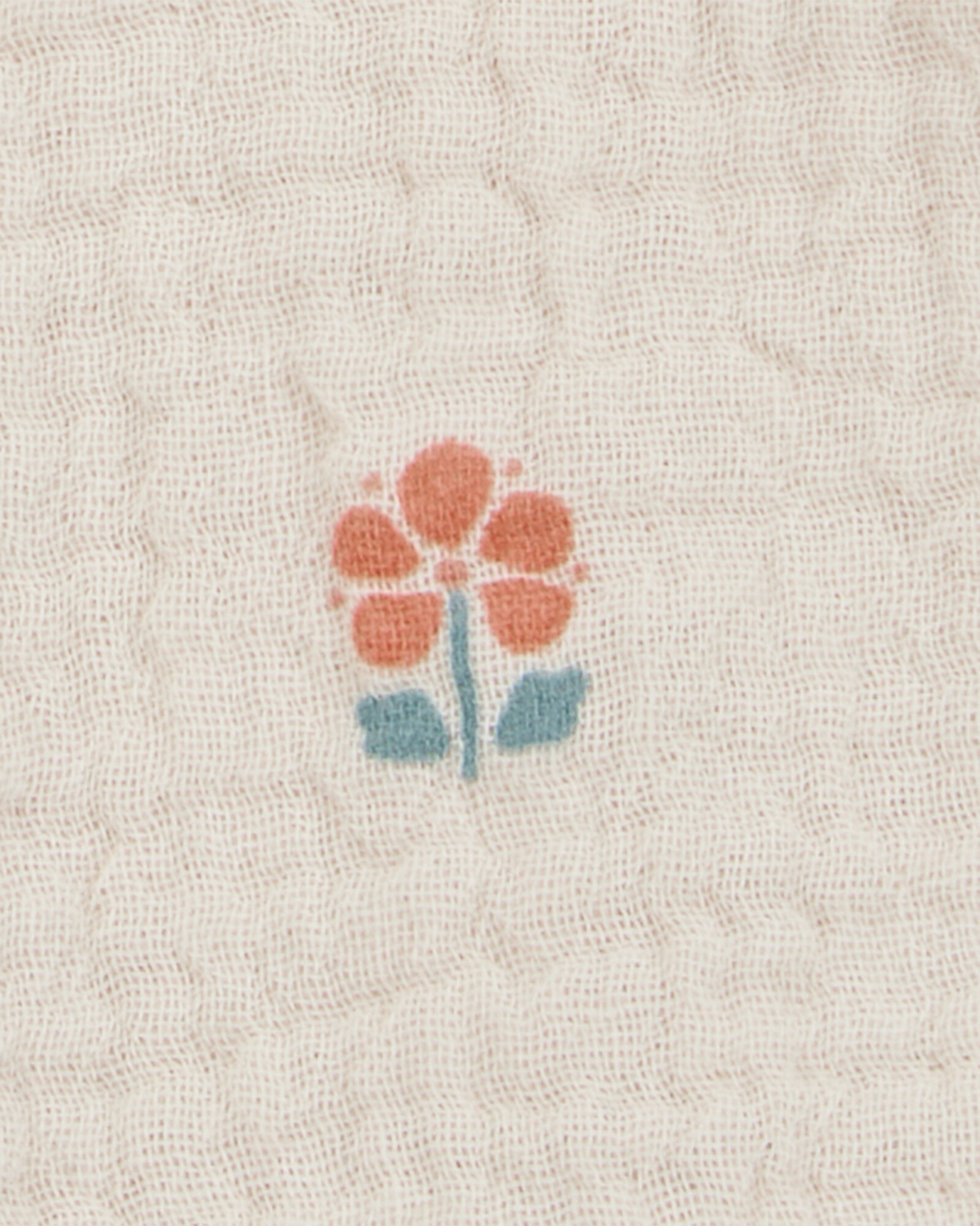 Monito corto de algodón, fruncido en el pecho, diseño floral Sin color