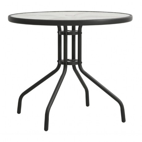 MESA REDONDA 80CM DE VIDRO PARA JARDIN NEGRA Mesa Redonda Ø80cm De Vidrio Para Jardín Negra