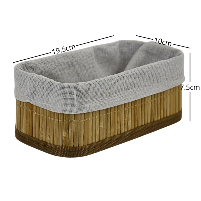 Cesto organizador en bambú forrado P NATURAL