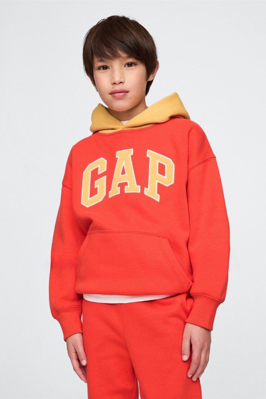 Buzo Canguro Logo Gap Niño Hot Coral