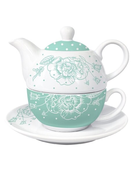 TEA FOR ONE 275ML+400ML FLORES VERDE AGUA TEA FOR ONE 275ML+400ML FLORES VERDE AGUA