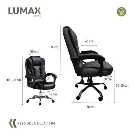 Silla Ejecutiva en cuero Lumax Modelo Miles con 2 Puntos de Masaje Negro
