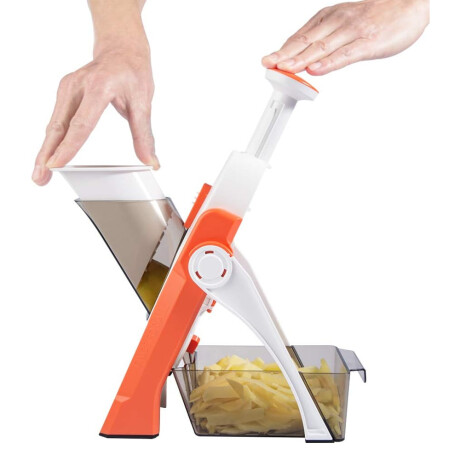 Cortador Rebanador Rallador Procesador Manual de Verduras Naranja