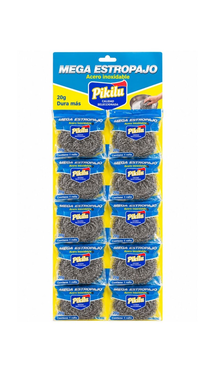 ESPONJA PIKILU MEGA ESTROPAJO (TIRA 12 PCS) 20GRS 