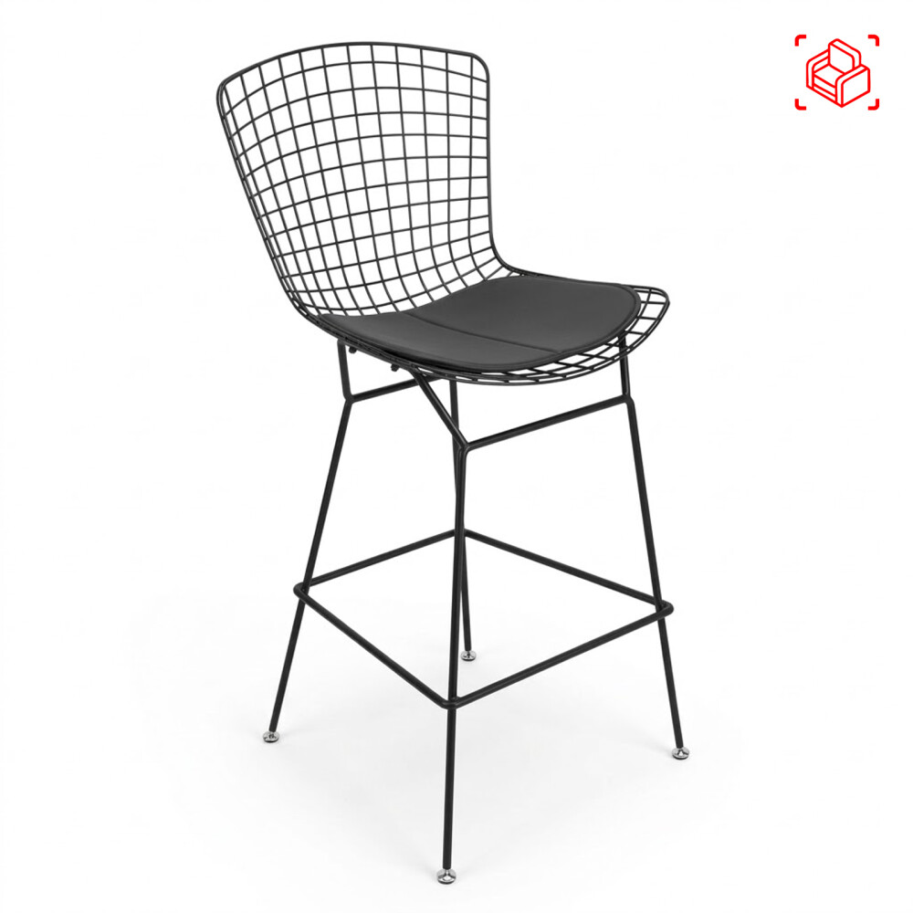 BUTACA TABURETE BAR METAL NEGRO BERTOIA