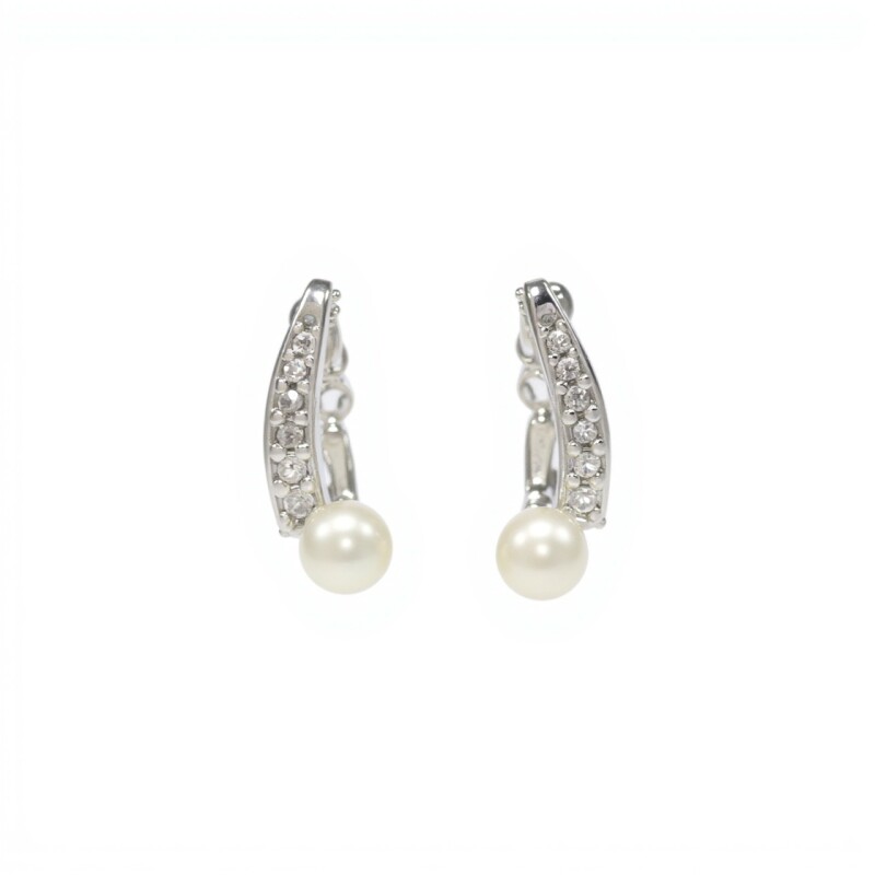Caravanas Vintage Perlas-Plata 925-Con Perla y Zirconia-CA3213 conperla