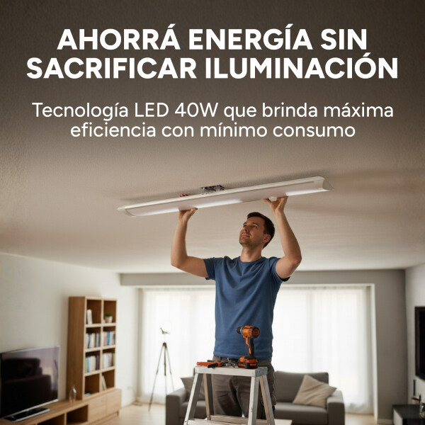 Tubo Luz Led Fría 40W 120Cm Artefacto Para Pared Techo Variante Blanca