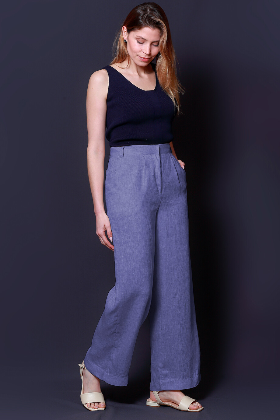 Pantalon Lino Cala Celeste