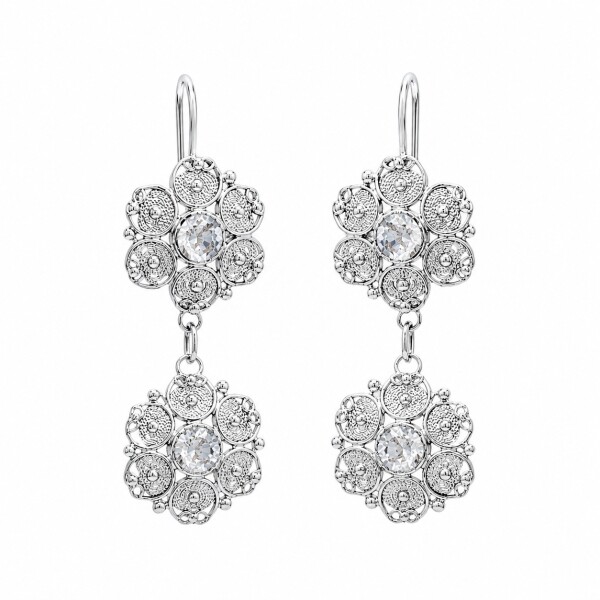 Caravanas colgantes flores- plata 925 - CA4207 sinpiedra