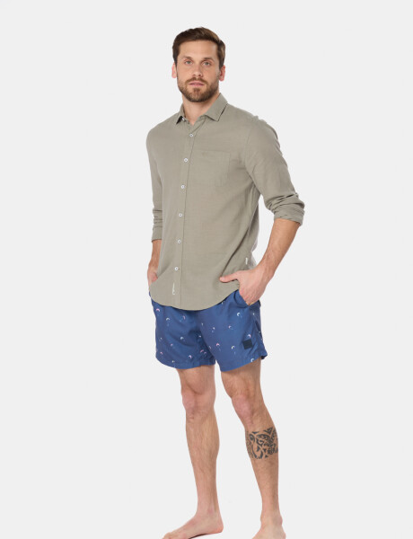 SHORT DE BAÑO ESTAMPADO Azul