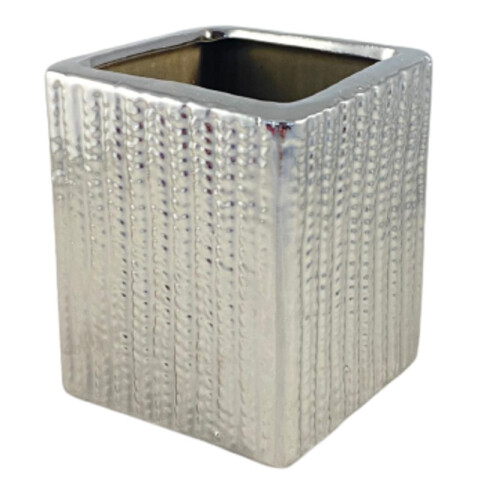 Maceta Decorativa Rectangular Plateado