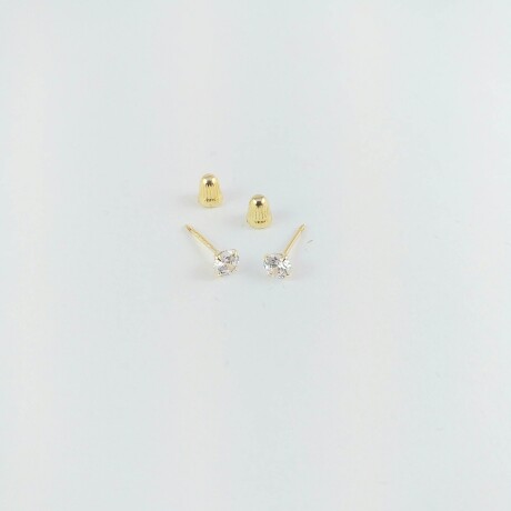 Caravanas de oro 10Ktes, con circonia de 3mm, sistema perno y rosca. Caravanas de oro 10Ktes, con circonia de 3mm, sistema perno y rosca.