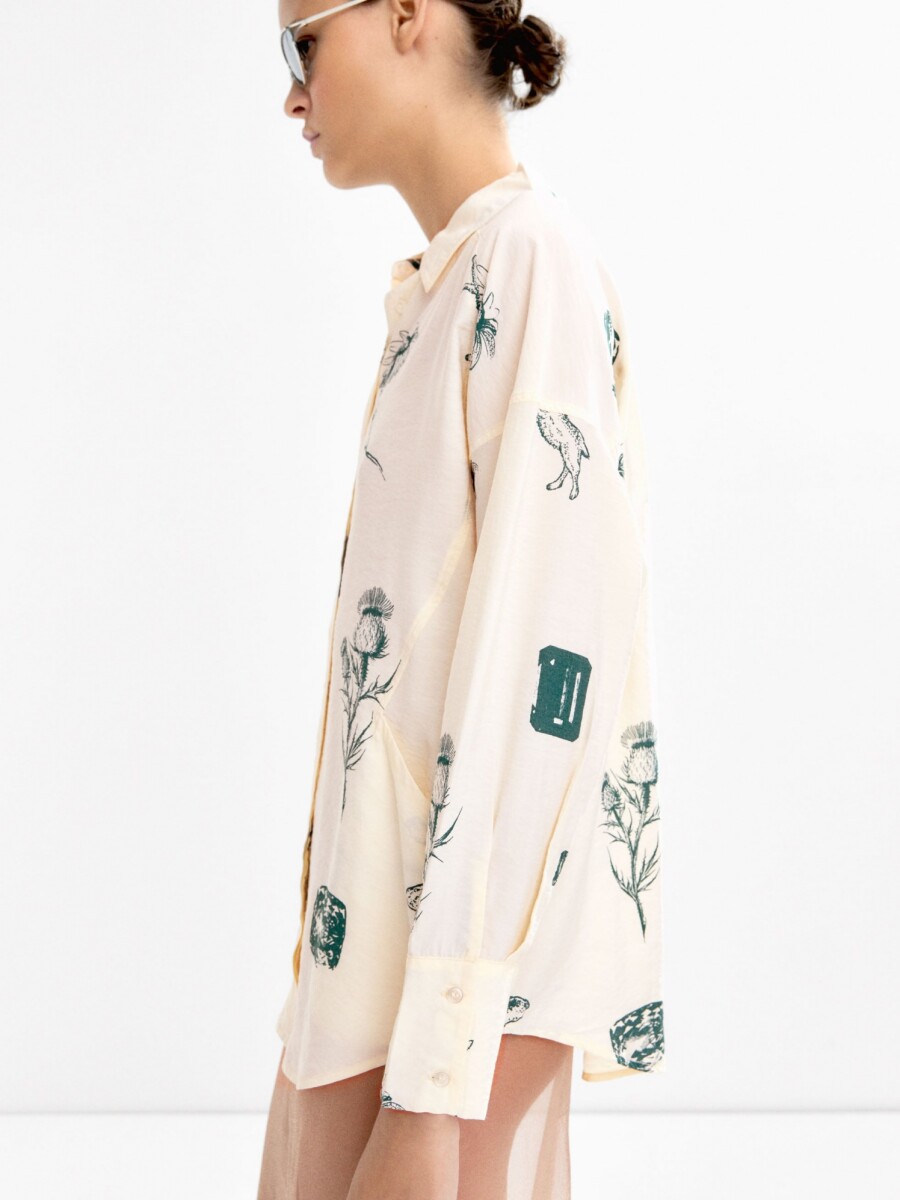 Camisa Estampada De Manga Larga multicolor