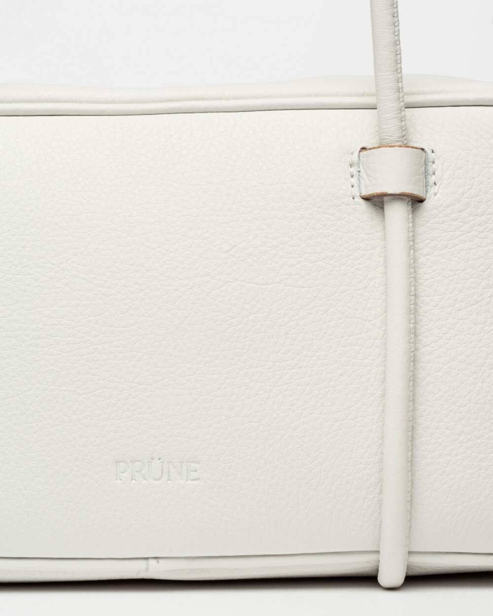 Cartera al hombro Horizon en cuero graneado Blanco