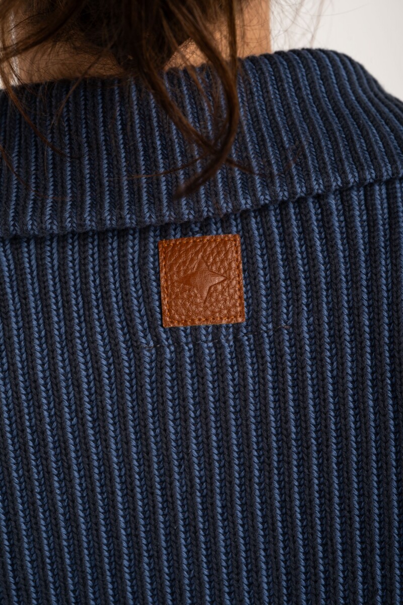 Campera Tejida Algodón Azul