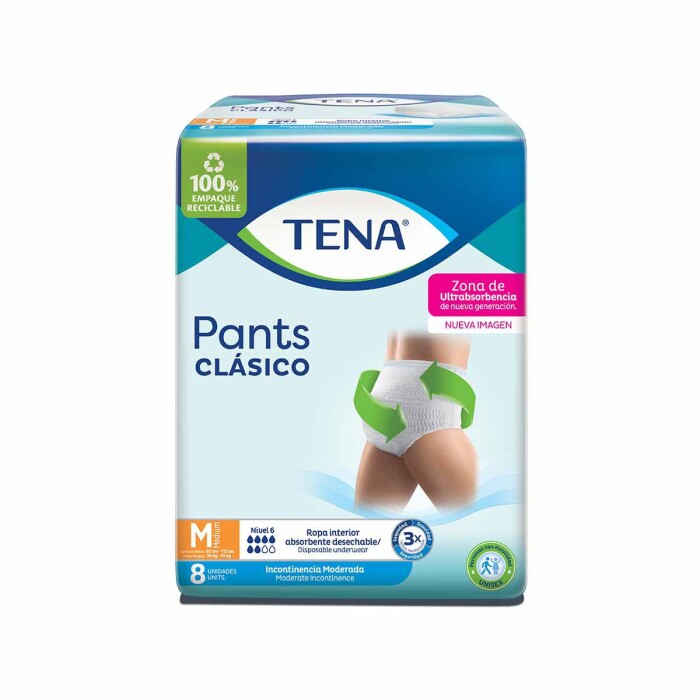 TENA PANTS CLASICO MED PAQ. X 8 UNID. única