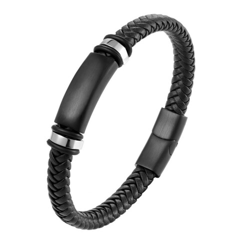 Pulsera de cuero negra Pulsera De Cuero Negra