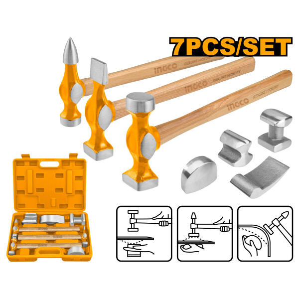 SET MARTILLOS CHAPISTA 7 UNIDADES INGCO HBAFH0712 SET MARTILLOS CHAPISTA 7 UNIDADES INGCO HBAFH0712