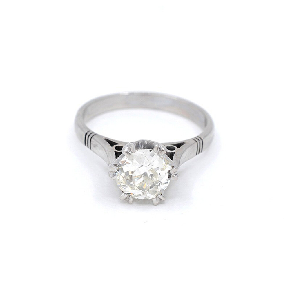Anillo En Oro Blanco 18K Y Brillante Anillo En Oro Blanco 18K Y Brillante
