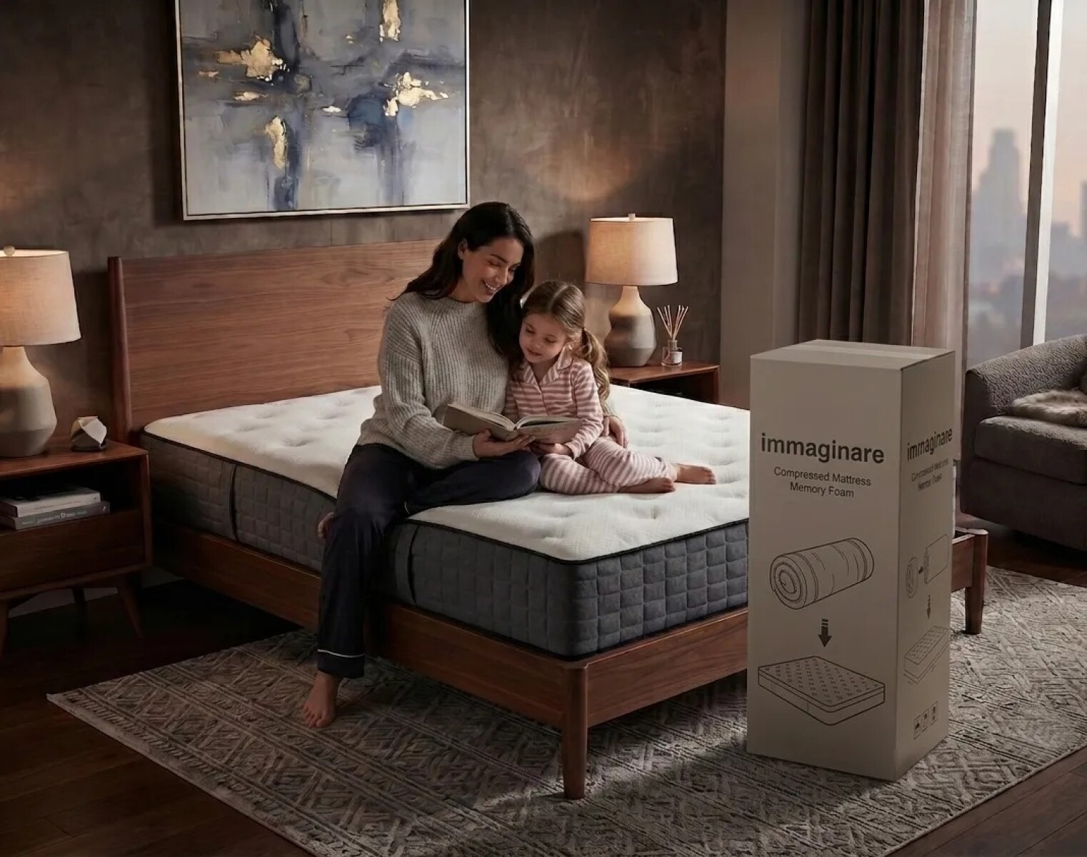 COLCHON TORONTO EN CAJA HÍBRIDO RESORTES - PLAZA Y MEDIA 