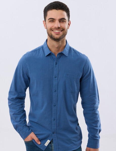 CAMISA LISA DE LINO Petroleo