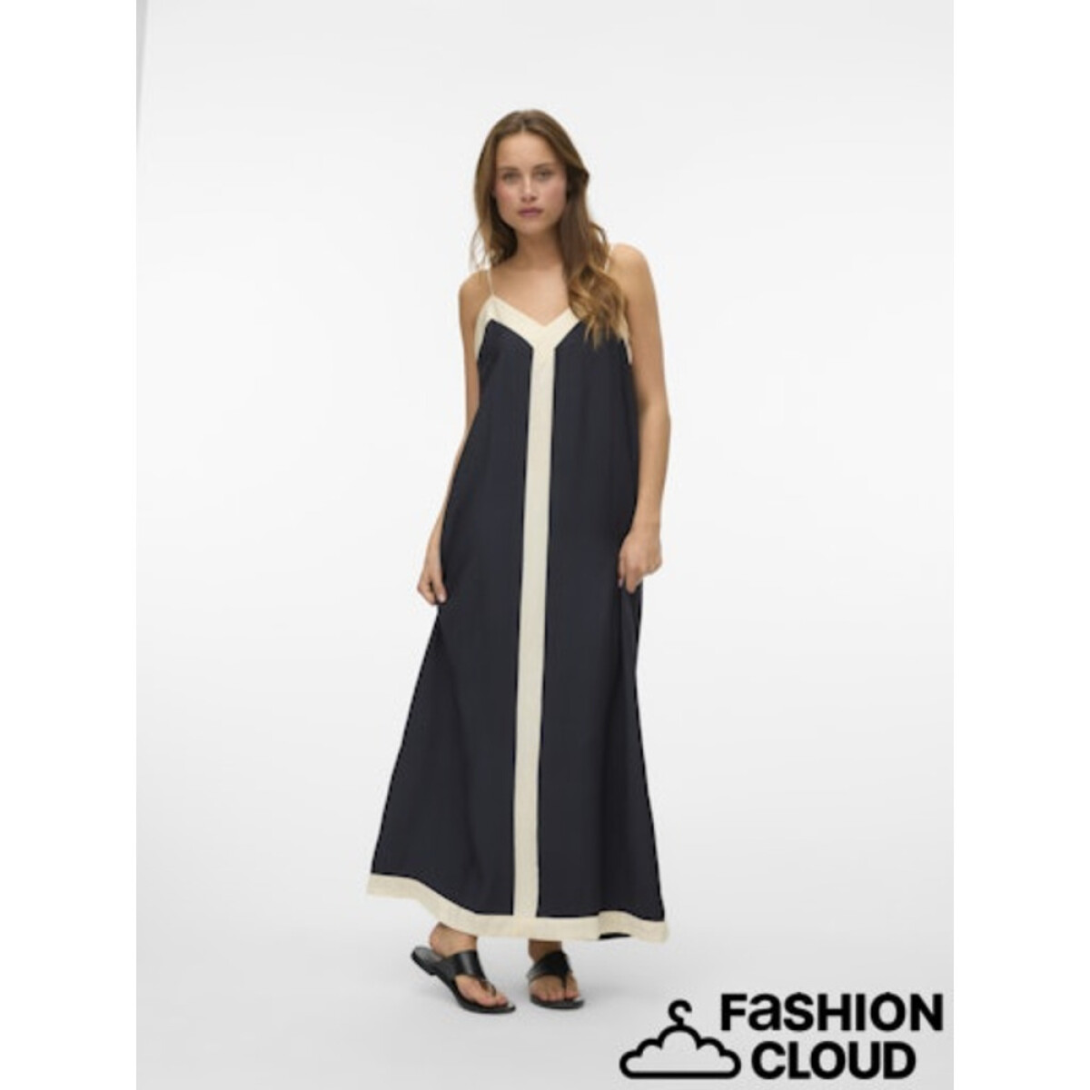 VMDENISE SINGLET ANKLE DRESS WVN BTQ GA - BLACK 