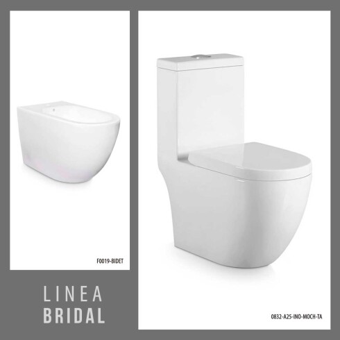 Juego De Inodoro Con Mochila, Tapa Y Bidet Linea Bridal Marca Aqualia 000