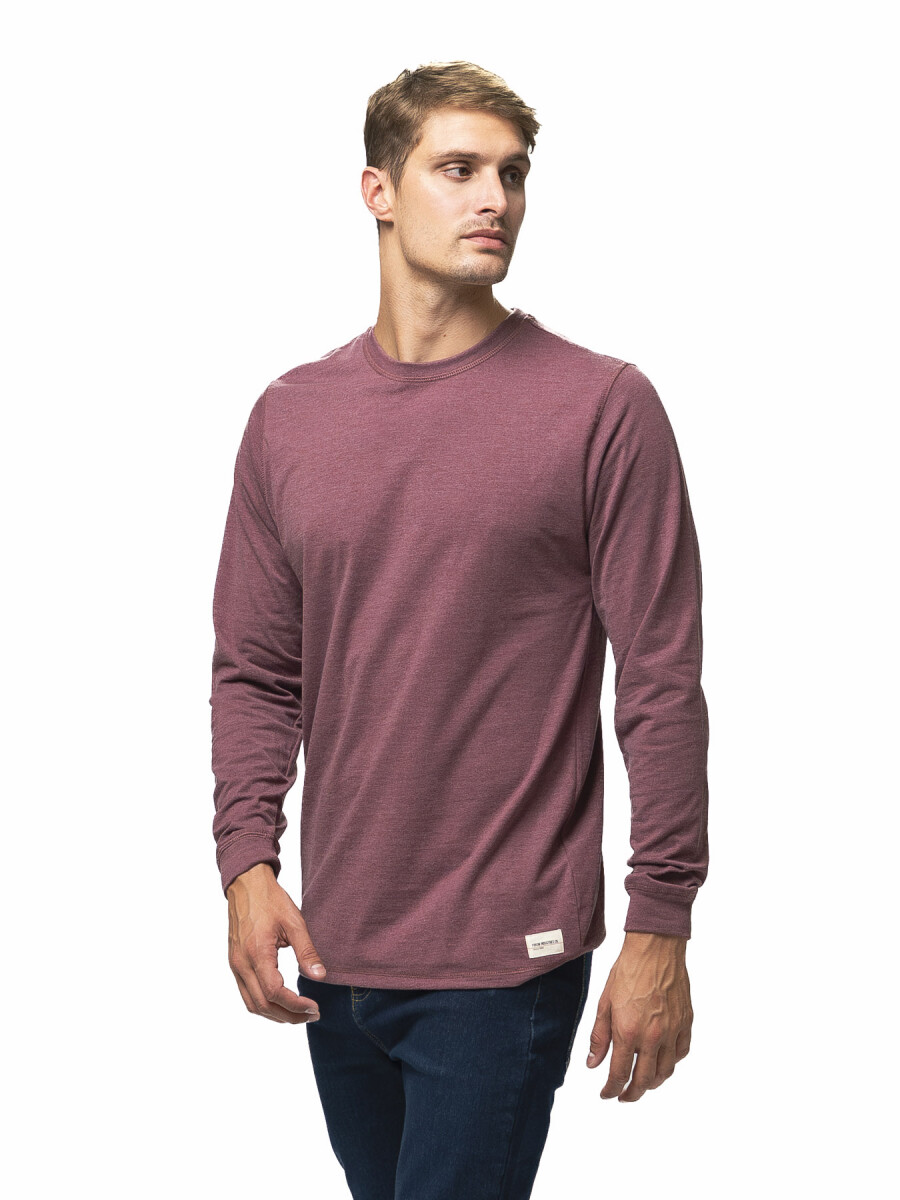 Remera Manga Larga Algodón - Bordo Melange 
