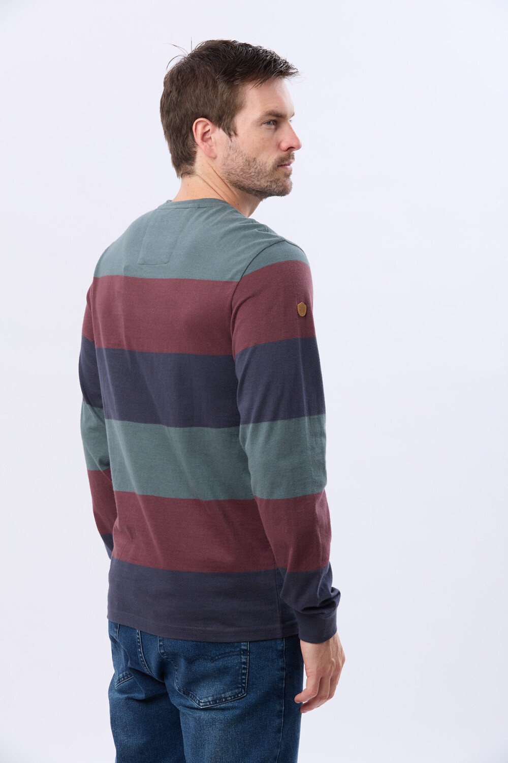 REMERA RAYADA DE ALGODÓN Azul