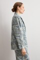 Blazer de jean estampa paisley azul marino