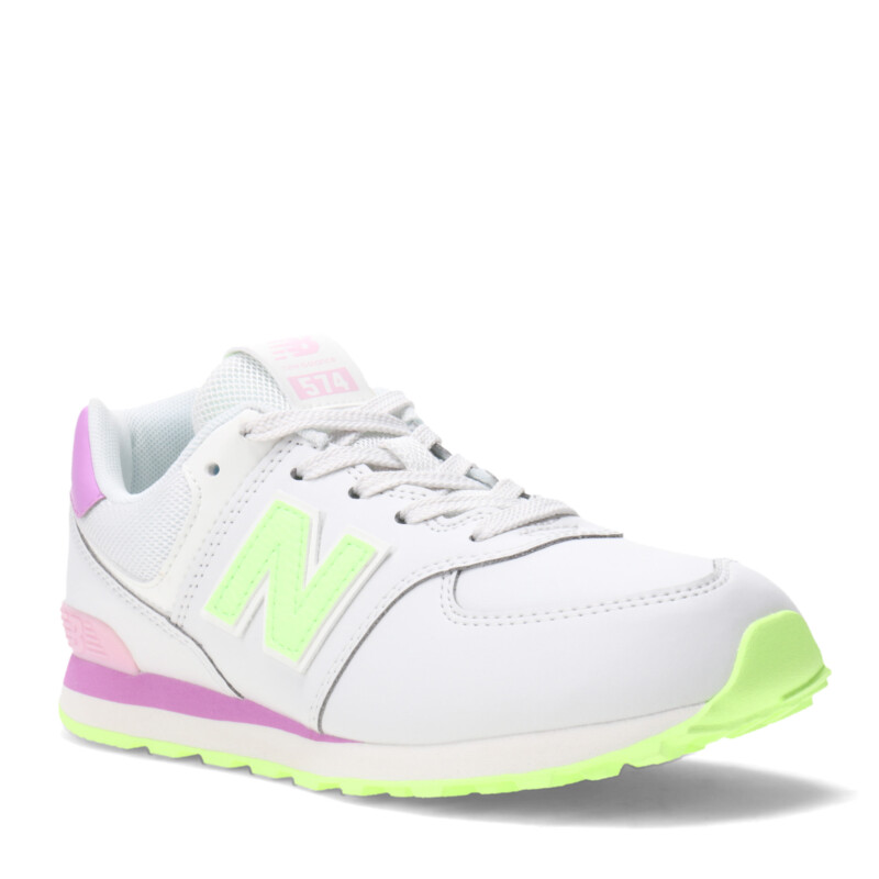 Championes Infantiles New Balance 574 Kids Gris - Violeta - Amarillo Fluo