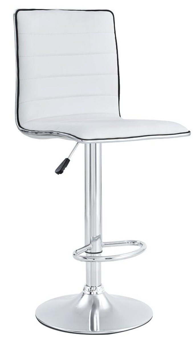 Banqueta Alta Blanca con Respaldo y Base Cromada 