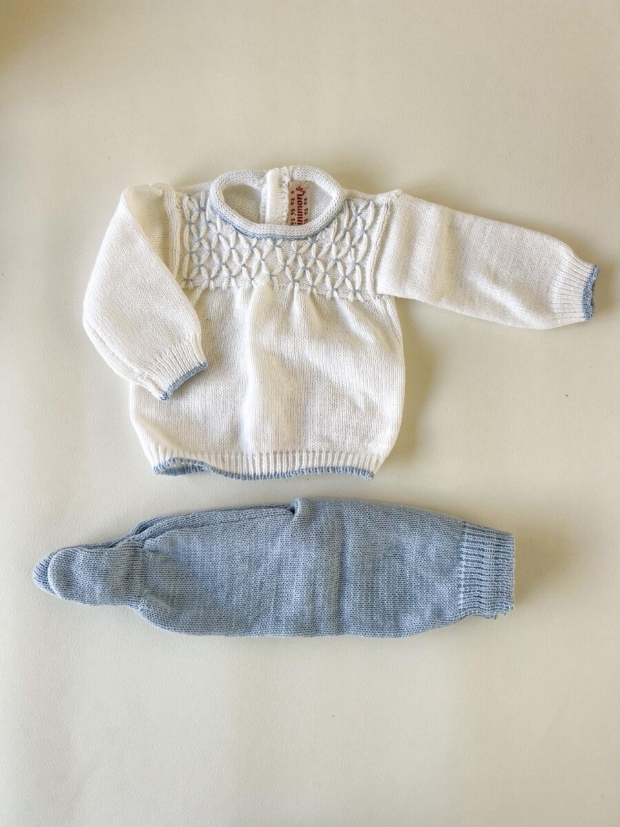 Conjunto mock blanco celeste 
