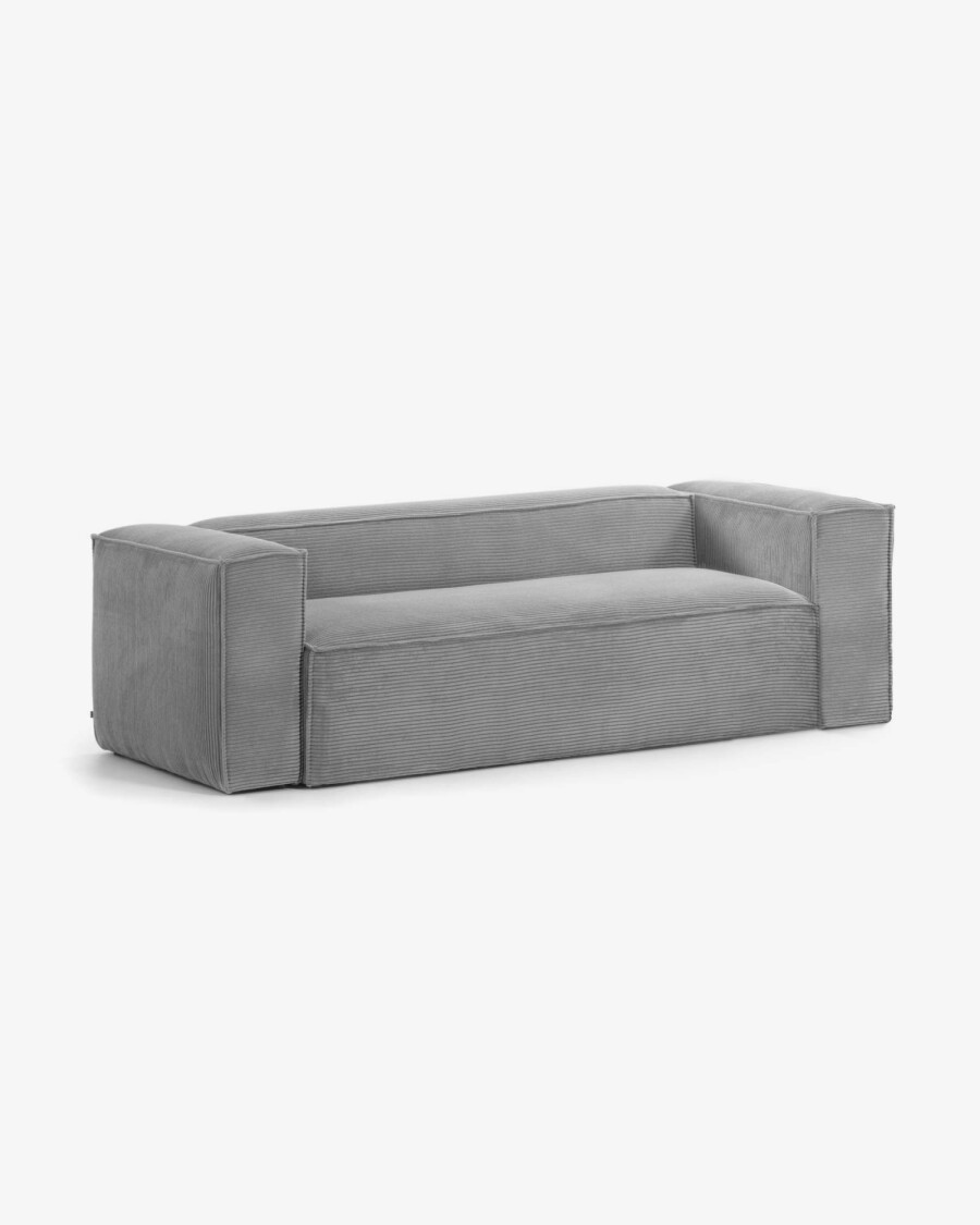 Sofá Blok 3 plazas pana gris 240 cm