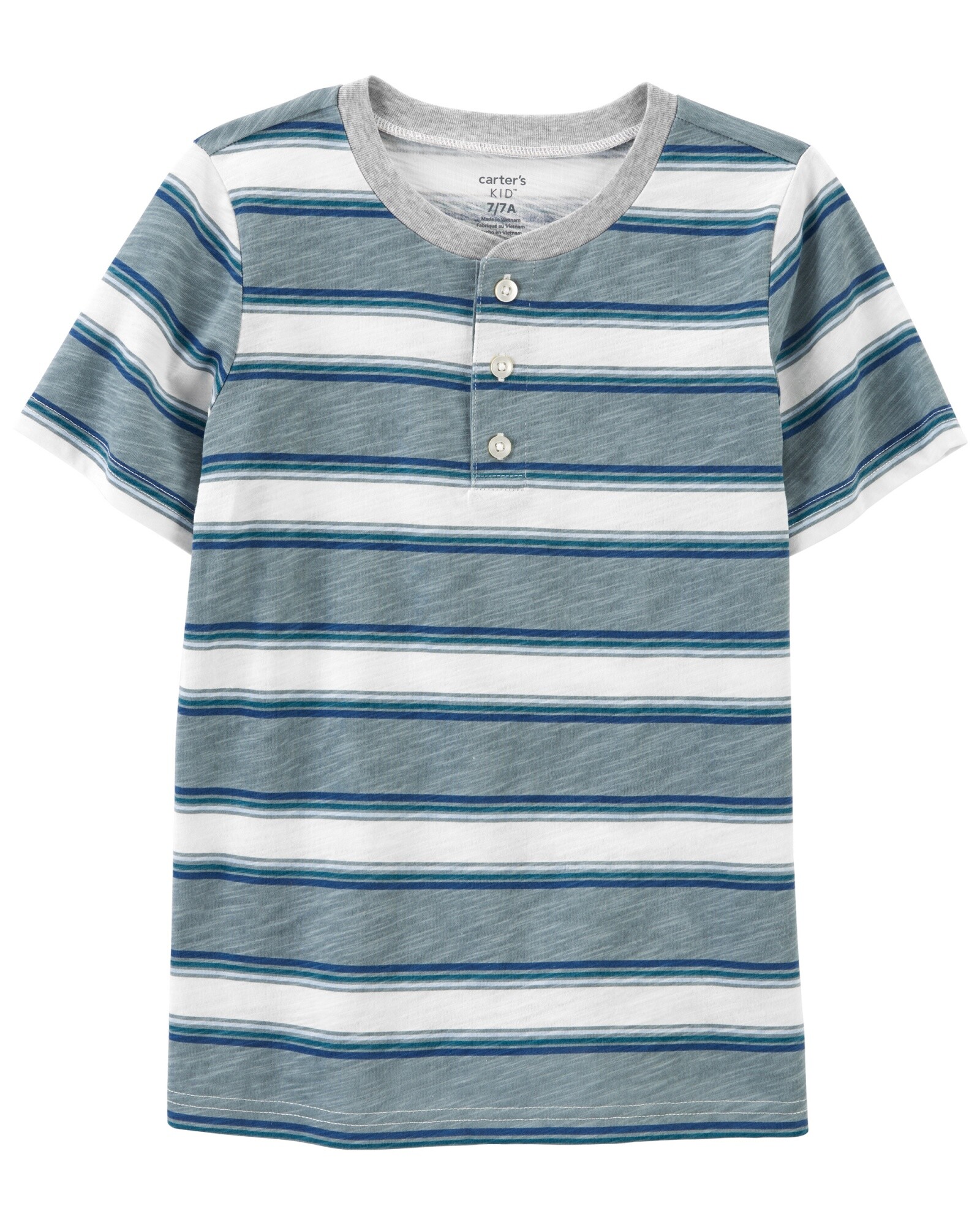 Remera de algodón con botones y diseño a rayas 0