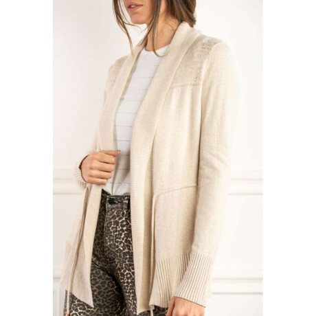 Cardigan C/solapa Algodon Elastano Beige Melange
