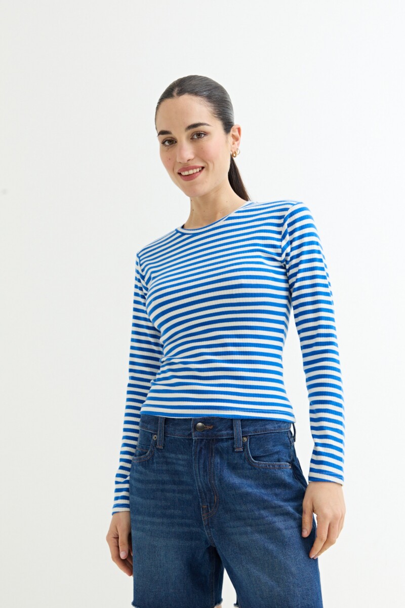 Remera cuello a la base AZUL OSCURO