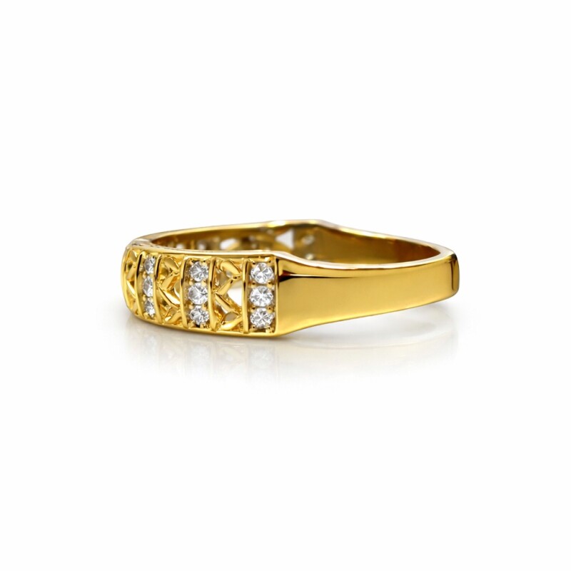 Anillo Calado - Zig Zag - Oro bajo-Con Zirconias-AN8568 sinpiedra