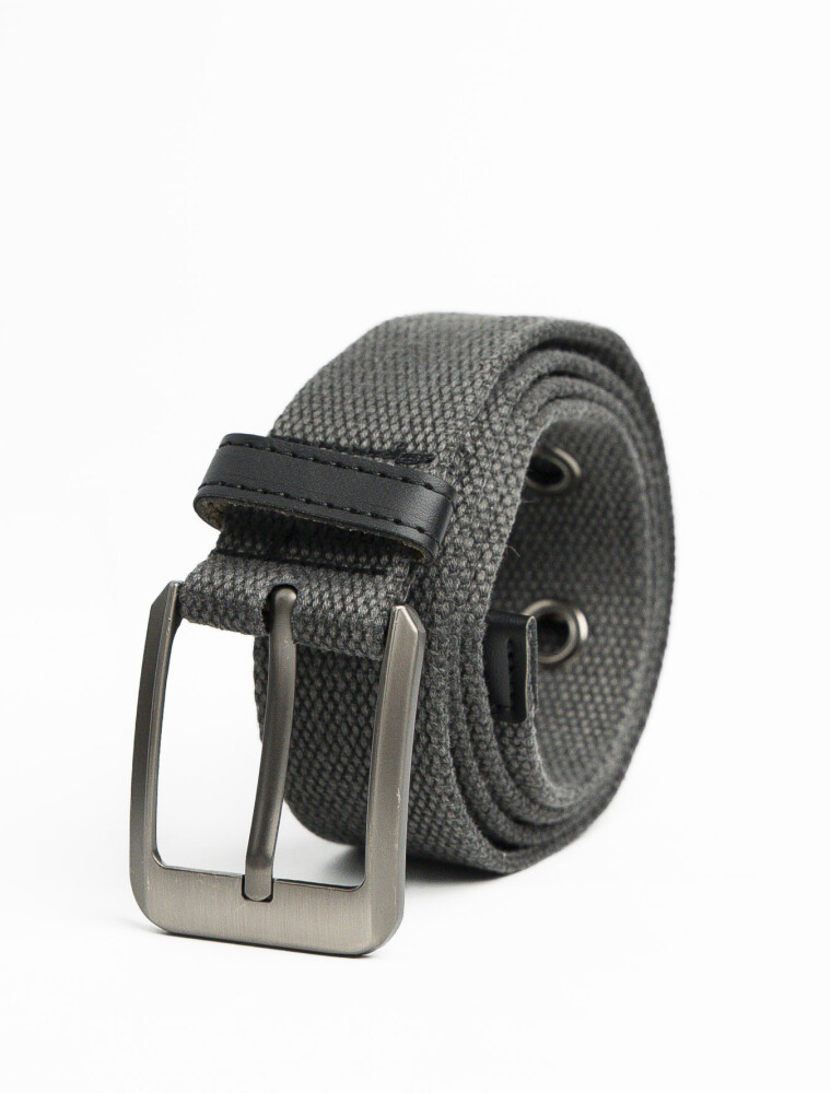 Cinto de Lona Canvas Hebilla de Metal Gris Melange