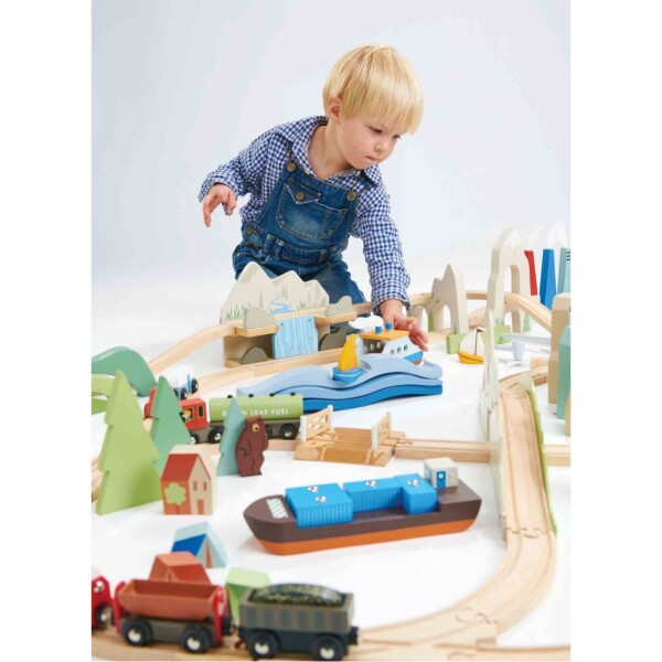 Juguete Pista De Tren Panoramica Tender Leaf Madera Infantil Juguete Pista De Tren Panoramica Tender Leaf Madera Infantil