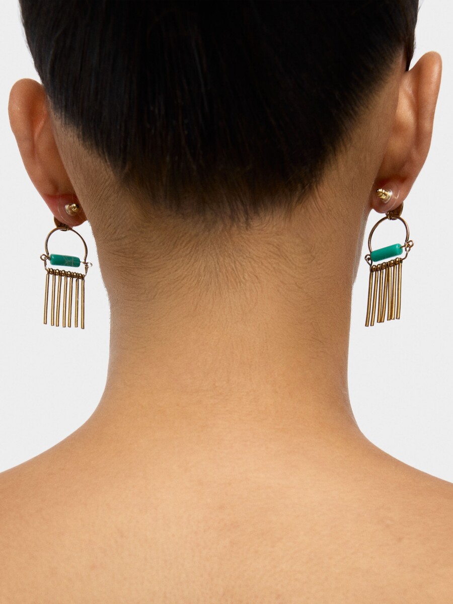 Pendientes Largos Con Barras verde