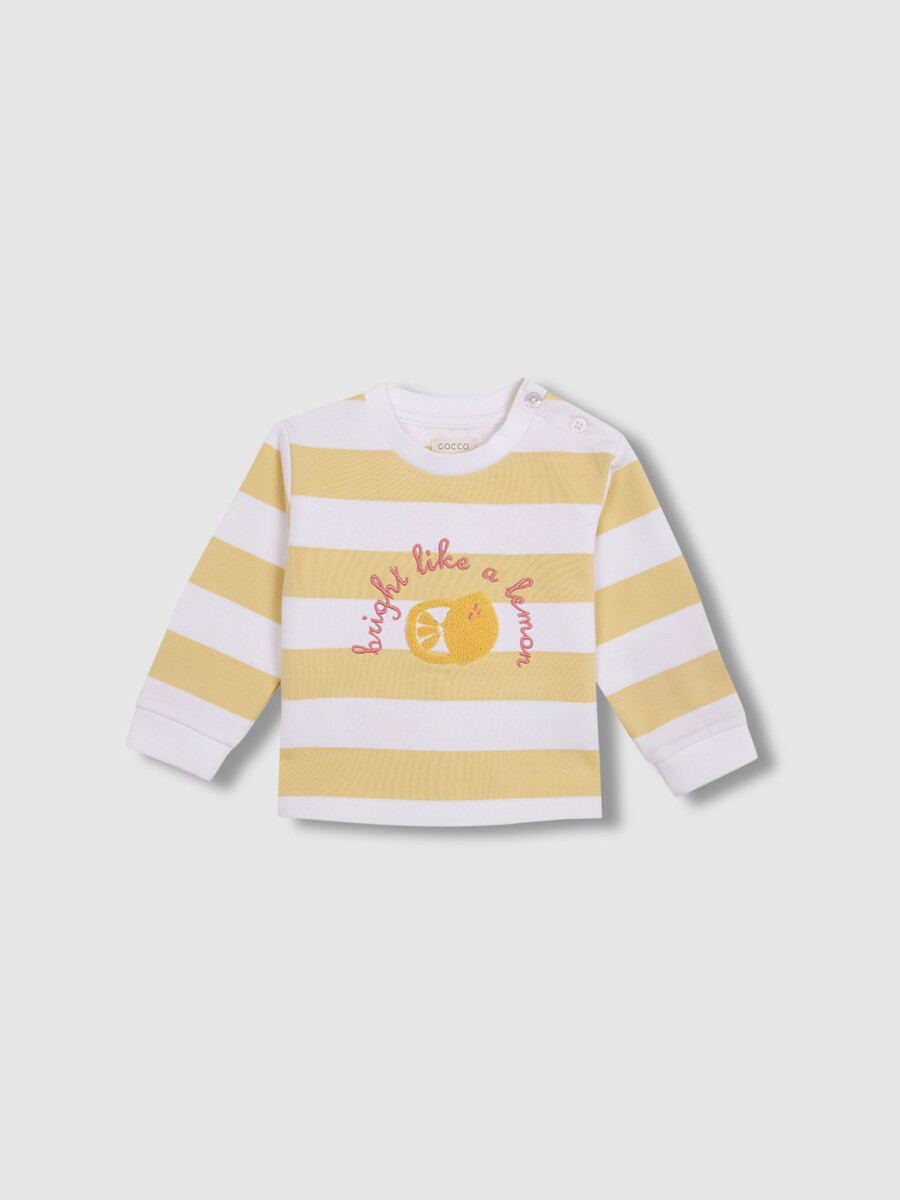 Sudadera De Rayas Con Print Blanco