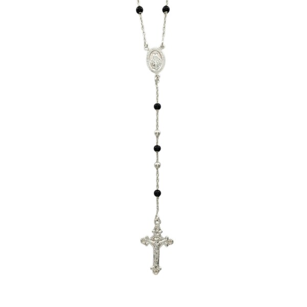 Rosario Virgen Milagrosa - Plata 925 - Resina negra- RO3004 Conpiedra
