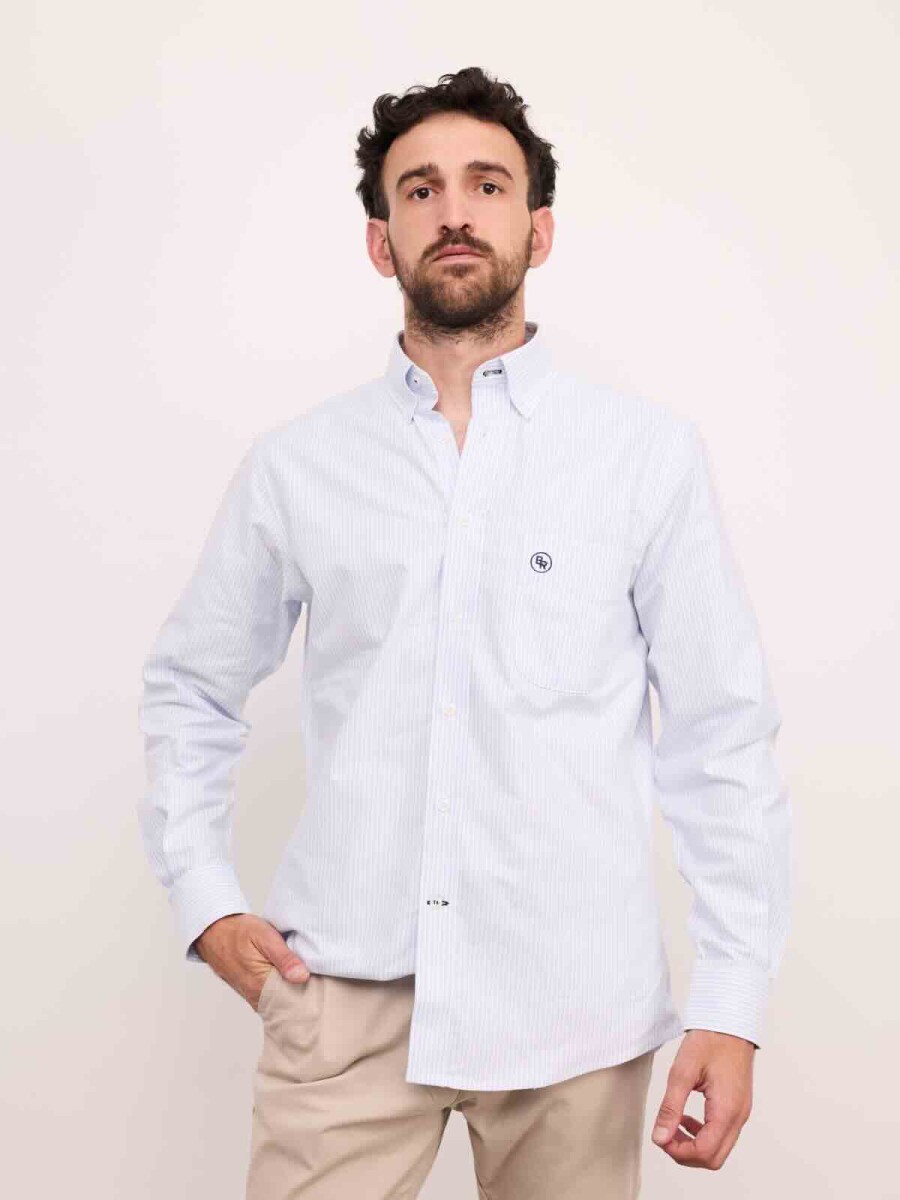 Camisa Oxford Rayada Brixton - Celeste 