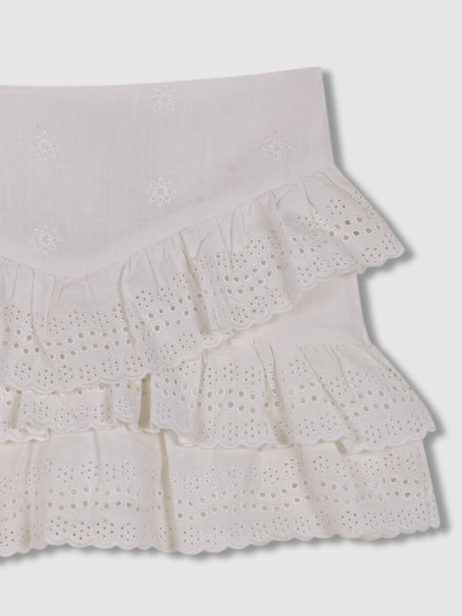 Falda De Openwork Con Volantes Blanco