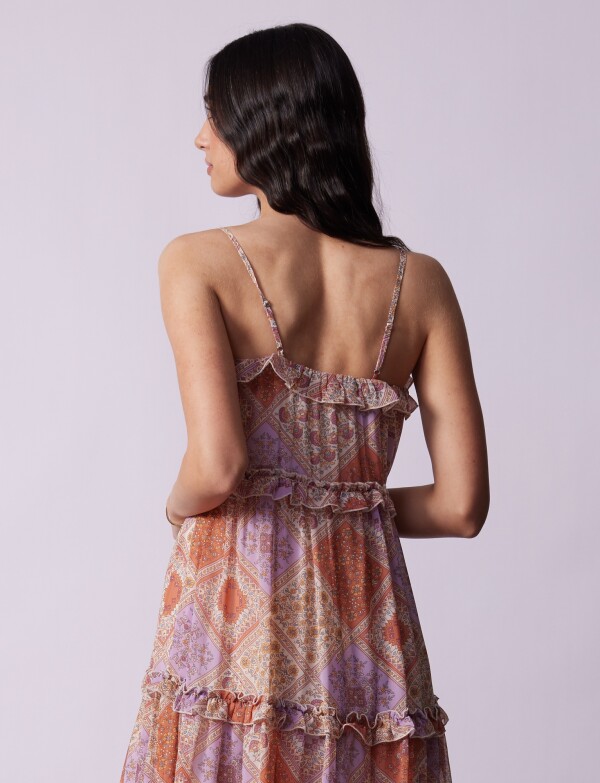Vestido Midi Volados BEIGE/MULTI