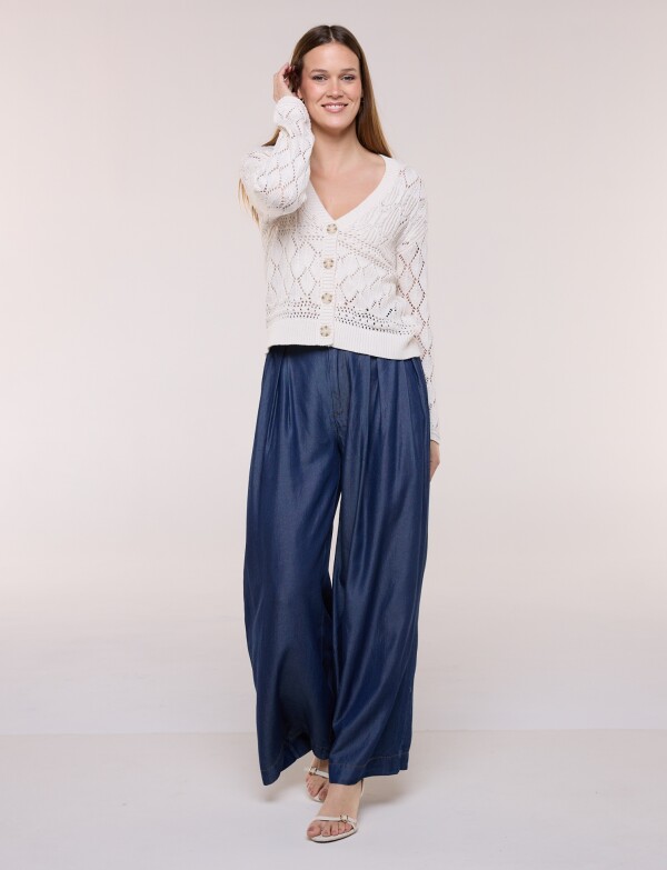 Cardigan Calado Con Botones Carey BEIGE
